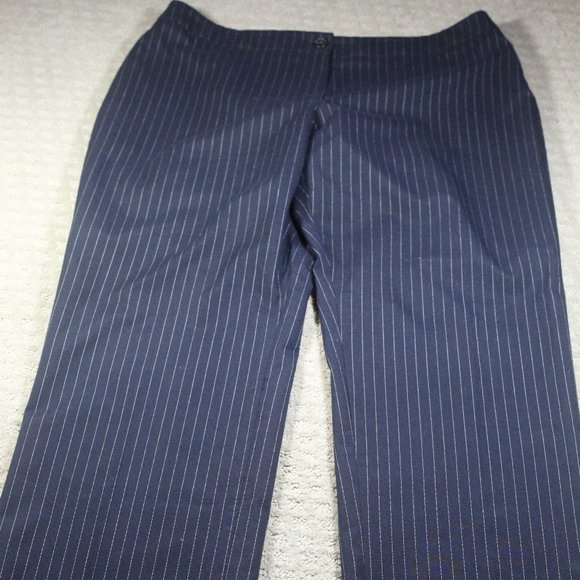Jones New York Stretch Navy Blue Pinstriped Trousers - Picture 1 of 6